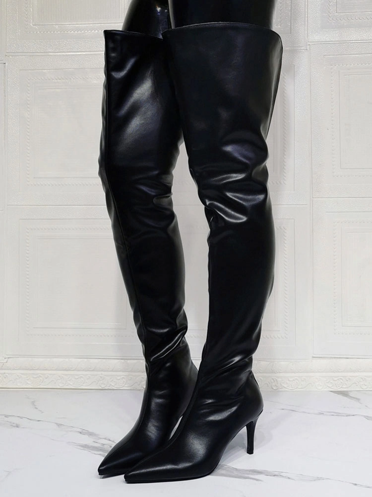 Women's Wide Thigh High Heel Boots 2 Women's Wide Thigh High Heel Boots