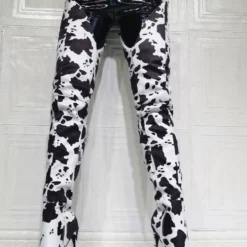Women's Cow Print Thigh High Heel Boots -UK Winter Shoes Sales 2023 202107281907145326806