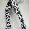 Women's Cow Print Thigh High Heel Boots