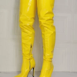 Women's Stiletto Heel Thigh High Boots In Yellow -UK Winter Shoes Sales 2023 202107281907261107561