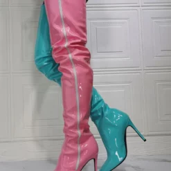 Women's Two Tone Thigh High Heel Boots In Patent Leather 13 Women's Two Tone Thigh High Heel Boots In Patent Leather -UK Winter Shoes Sales 2023 202107281907344034596