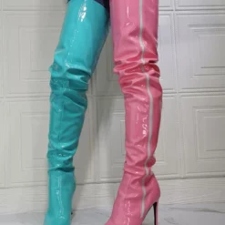Women's Two Tone Thigh High Heel Boots In Patent Leather 11 Women's Two Tone Thigh High Heel Boots In Patent Leather -UK Winter Shoes Sales 2023 202107281907347556956