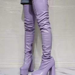 Women's Platform Over The Knee Boots Sexy Platform Block Heel Thigh High Boots In Purple -UK Winter Shoes Sales 2023 202107281907402877291