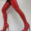 Women's Platform Stiletto Heel Thigh High Heel Boots In Red Patent Bright Leather -UK Winter Shoes Sales 2023 202107281907489852774