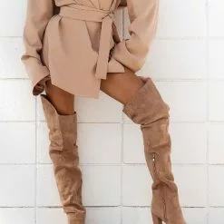 Women's Wide Calf Thigh High Boots Suede Chunky Heel Over The Knee Boots -UK Winter Shoes Sales 2023 202107281909218635535