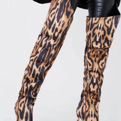 Women's Animal Print Stiletto Heel Thigh High Boots