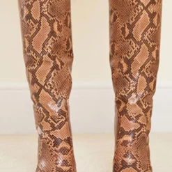 Women's Snakeskin Stiletto Heel Knee High Boots -UK Winter Shoes Sales 2023 202107281909342635768