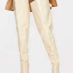 Women's Wide Stone Grain Chunky Heel Bright Leather Thigh High Boots 12 Women's Wide Stone Grain Chunky Heel Bright Leather Thigh High Boots -UK Winter Shoes Sales 2023 202107281909398234928