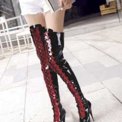 Pole Dance Shoes Women's Exotic Heels Lace Up Platform Thigh High Heel Boots -UK Winter Shoes Sales 2023 202108121519581318432