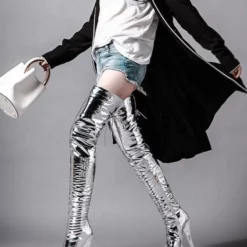 Pole Dance Shoes Women's Metallic Platform Sexy Thigh High Heel Boots 8 Pole Dance Shoes Women's Metallic Platform Sexy Thigh High Heel Boots -UK Winter Shoes Sales 2023 202108121520320124941