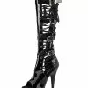Pole Dance Shoes Women's Buckle Lace Up Platform High Heel Knee Boots In Black -UK Winter Shoes Sales 2023 202108121528198431068