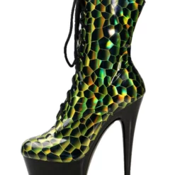 Pole Dance Shoes Women's Lace Up Geometric Print Platform High Heel Sexy Ankle Boots
