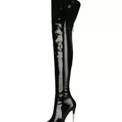 Women's Patent Leather Thigh High Heel Boots Bright Leather -UK Winter Shoes Sales 2023 202108171814045394525