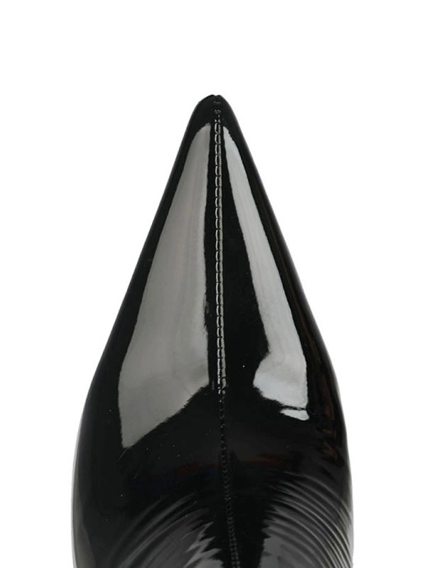 Women's Black Thigh High Heel Boots Bright Leather 8 Women's Black Thigh High Heel Boots Bright Leather - Image 6