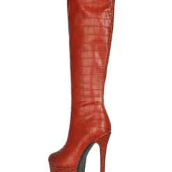 Women's Animal Print Platform Stiletto Heel Knee High Boots -UK Winter Shoes Sales 2023 202108171814257834195