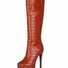 Women's Animal Print Platform Stiletto Heel Knee High Boots -UK Winter Shoes Sales 2023 202108171814279665545
