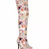 Women's Printed Stiletto Heel Platform Thigh High Boots