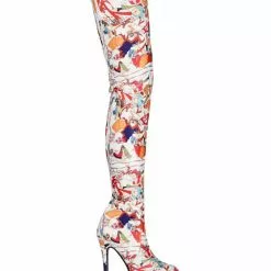 Women's Printed Stiletto Heel Platform Thigh High Boots -UK Winter Shoes Sales 2023 202108171815357961056