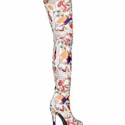 Women's Printed Stiletto Heel Platform Thigh High Boots -UK Winter Shoes Sales 2023 202108171815367125719