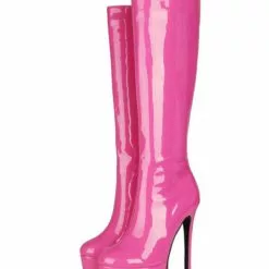 Women's Platform Stiletto Heel Knee High Boots Patent Leather 16 Women's Platform Stiletto Heel Knee High Boots Patent Leather -UK Winter Shoes Sales 2023 202108171816146638695