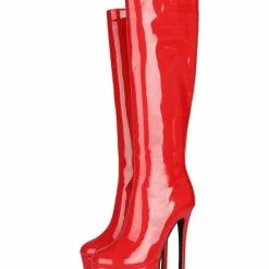 Women's Platform Stiletto Heel Knee High Boots Patent Leather 19 Women's Platform Stiletto Heel Knee High Boots Patent Leather -UK Winter Shoes Sales 2023 202108171816150224847