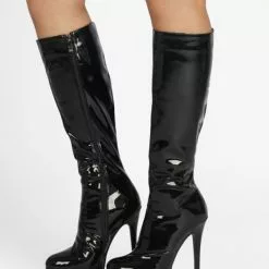 Women's Platform Stiletto Heel Knee High Boots Patent Leather