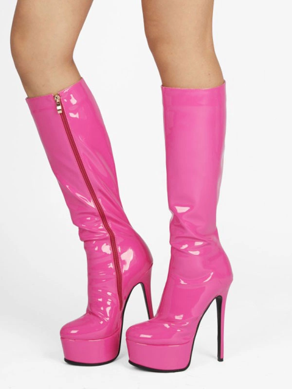 Women's Platform Stiletto Heel Knee High Boots Patent Leather 7 Women's Platform Stiletto Heel Knee High Boots Patent Leather - Image 5