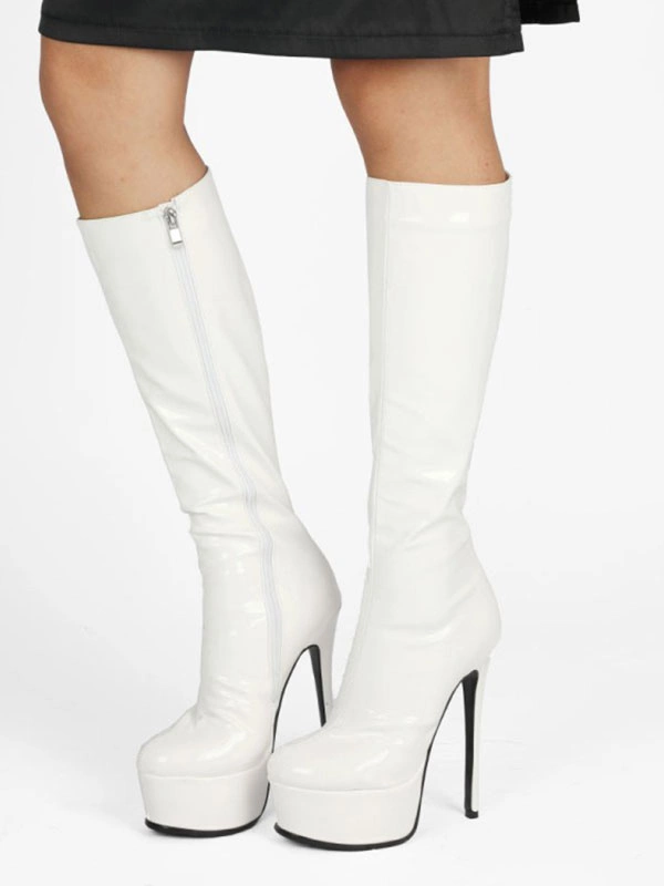 Women's Platform Stiletto Heel Knee High Boots Patent Leather 9 Women's Platform Stiletto Heel Knee High Boots Patent Leather - Image 7