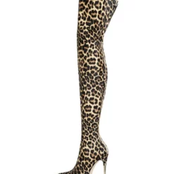 Women's Leopard Print Thigh High Heel Boots -UK Winter Shoes Sales 2023 202108171818328751245