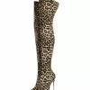 Women's Leopard Print Thigh High Heel Boots -UK Winter Shoes Sales 2023 202108171818342975932
