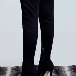 Women's Stiletto Heel Thigh High Boots In Black Suede 9 Women's Stiletto Heel Thigh High Boots In Black Suede -UK Winter Shoes Sales 2023 202108271732372949050