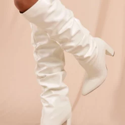 Women's Chunky Heel Slouch Knee High Boots