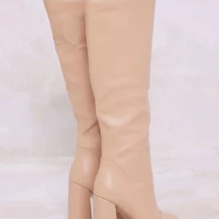 Women's Wide Calf Boots Peep Toe Chunky Heel Knee High Boots -UK Winter Shoes Sales 2023 202109261524379442402