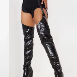 Women's Cone Heel Thigh High Belt Boots Over The Knee Boots -UK Winter Shoes Sales 2023 202109261525561931653