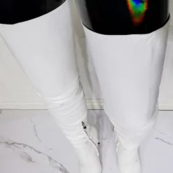 Women Over The Knee Boots Plus Size Stiletto Heel PU Leather Pink Thigh High Boots -UK Winter Shoes Sales 2023 202109300957499716050