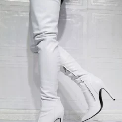 Women Over The Knee Boots Plus Size Stiletto Heel PU Leather Pink Thigh High Boots -UK Winter Shoes Sales 2023 202109300957502817036