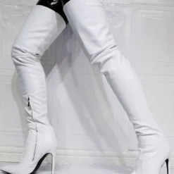 Women Over The Knee Boots Plus Size Stiletto Heel PU Leather Pink Thigh High Boots -UK Winter Shoes Sales 2023 202109300957506617964