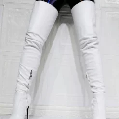 Women Over The Knee Boots Plus Size Stiletto Heel PU Leather Pink Thigh High Boots -UK Winter Shoes Sales 2023 202109300957512205682