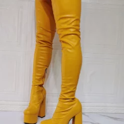Women Over The Knee Boots Platform Plus Size Chunky Heel PU Leather Black Thigh High Boots -UK Winter Shoes Sales 2023 202110081747203232382