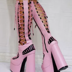 Women Pink Boots Chunky Heel PlatformsPU Leather Knee High Summer Boots 11 Women Pink Boots Chunky Heel PlatformsPU Leather Knee High Summer Boots -UK Winter Shoes Sales 2023 202110081747249778880