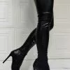 Women Over The Knee Boots Plus Size Stiletto Heel PU Leather Black Thigh High Boots -UK Winter Shoes Sales 2023 202110111344381007791