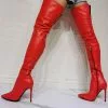 Women Over The Knee Boots Plus Size Stiletto Heel PU Leather Red Thigh High Boot -UK Winter Shoes Sales 2023 202110111344443989496