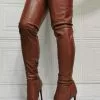 Women Over The Knee Boots Plus Size Stiletto Heel PU Leather Coffee Brown Thigh High Boots -UK Winter Shoes Sales 2023 202110111345446803508
