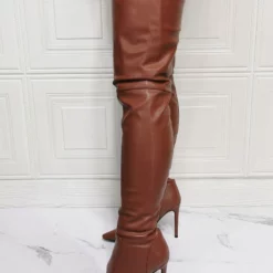 Women Over The Knee Boots Plus Size Stiletto Heel PU Leather Coffee Brown Thigh High Boots -UK Winter Shoes Sales 2023 20211011134546267333