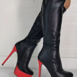 Women Boots Stiletto Heel Plus Size Platform Black Sky High Heel Knee High Boots -UK Winter Shoes Sales 2023 202110111346509313691
