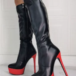 Women Boots Stiletto Heel Plus Size Platform Black Sky High Heel Knee High Boots -UK Winter Shoes Sales 2023 202110111346515999840