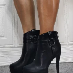 Women Booties Platform Stiletto Heel Geometric Round Toe Platform High Tops Black Ankle Boots 13 Women Booties Platform Stiletto Heel Geometric Round Toe Platform High Tops Black Ankle Boots -UK Winter Shoes Sales 2023 202110111346575709238