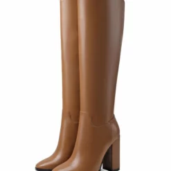 Women Boots Chunky Heel PU Leather Black Knee High Boots 15 Women Boots Chunky Heel PU Leather Black Knee High Boots -UK Winter Shoes Sales 2023 202110121445241224658