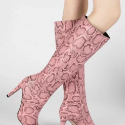 Women Boots Peach Pink Pointed Toe Stiletto Heel Knee High Boots -UK Winter Shoes Sales 2023 202110121523195931138