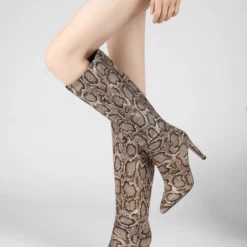 Women Boots Peach Pink Pointed Toe Stiletto Heel Knee High Boots -UK Winter Shoes Sales 2023 202110121523205624004